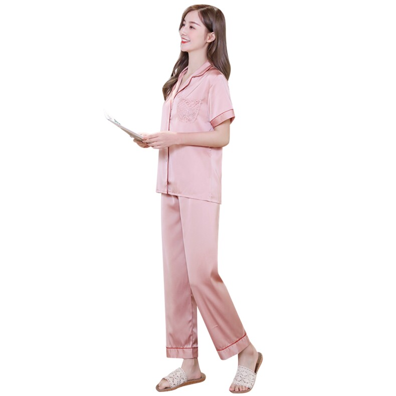 高品质！可参与满减2021夏装家居服睡衣女简约短袖气质百搭,居家内衣睡衣套装,媚琳依坊
