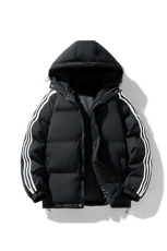 冬季潮流条纹五防立领加绒加厚棉衣情侣撞色棉服外套MY8899-p78，男装棉衣，星座610B-1