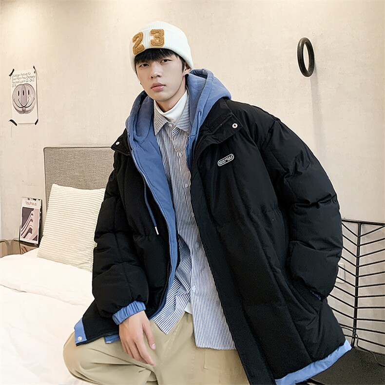 假两件衣男冬季日系慵懒加厚服情侣装袄面包服W6202-P90,男装棉衣,星座512-3