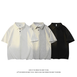 日系拼接polo衫短袖T恤男士夏季宽松潮牌五分袖T3641-特价P25图片