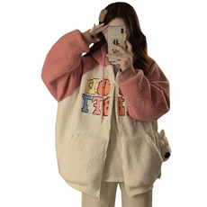 拼色羊羔毛外套冬季2025新款加棉加厚休闲带帽减龄棒球服C485-130，女装短外套，星座911-2(原星座613-2）