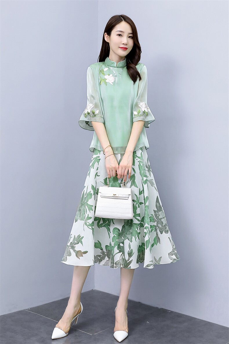 现货复古时尚优雅连衣裙夏季自然舒适宽松柔软简约,女装连衣裙,然然