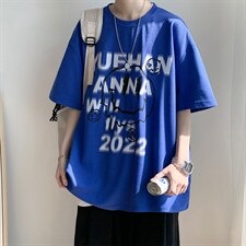 抖音供货、200克现货全棉印花宽松版型短袖T恤D223A-T2298-P25，男装T恤，电商019-1