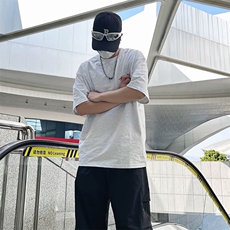 万针全刺绣工艺抖音得物高品质260克重磅纯棉双纱美式高街短袖T恤，男装T恤，电商A486-1