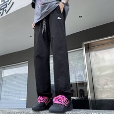 冰丝速干降落伞裤子男夏季薄款透气美式宽松直筒阔腿工装休闲长裤，男装工装外套，星座601-2