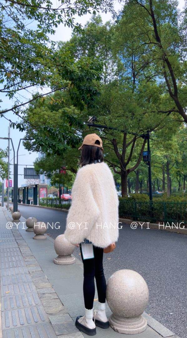 皮草拼牛仔外套，女装皮草，一杭