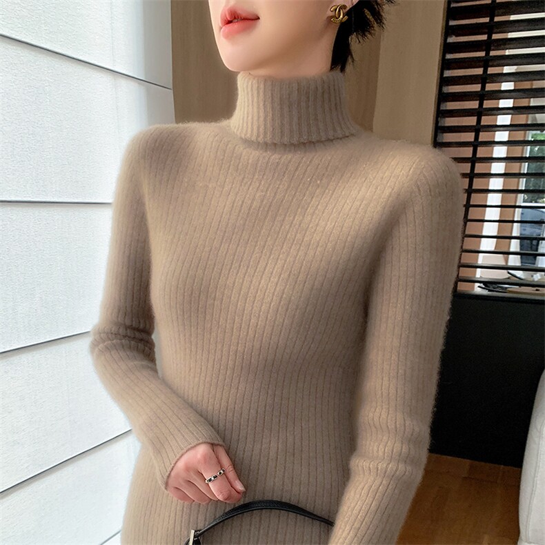 女士秋冬羊绒套衫高领长袖修身简约,女装羊绒衫,拓驰羊绒