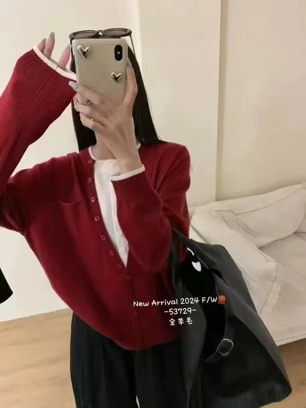 2025年春季时尚假两件拼接时尚百搭针织衫图片