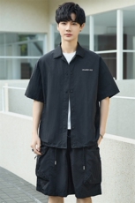 男士短袖衬衫套装工装短裤两件套夏季新品休闲上衣外套3387-P70，男装牛仔裤，电商A355（原A415）