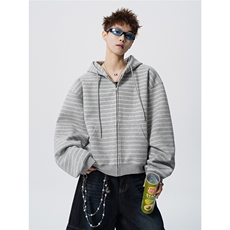 可二开条纹M-5XL大码34%棉66%涤纶连帽开衫卫衣男WY78194P88控138，男装卫衣，星座227-7