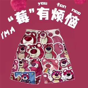潮夏季沙滩裤卡通动漫男短裤宽松型凉感冰丝直筒短裤D1033P18图片