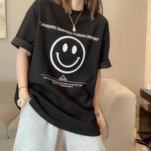 2021初夏款大版T恤笑脸牛气冲天跳舞女孩大熊，女装T恤，炫女孩