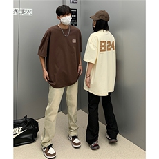 情侣装2026夏装新款美式潮字母印花圆领宽松短袖T恤D275P33，男装T恤，电商A335-1（原A458）