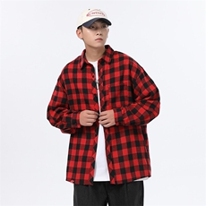 慵懒风潮流休闲宽松百搭情侣格子衬衫C2162-P32【特价】，男装衬衫，电商A007