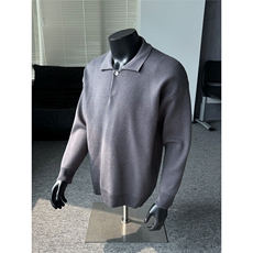 现货900克高密老钱风小翻领毛衣男女宽松POLO领针织衫特P58，男装Polo衫，电商C306-1