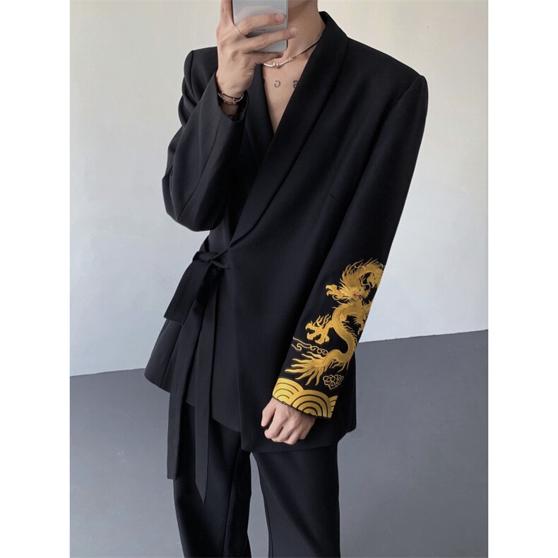 现货25秋冬龙袍礼服龙纹重工刺绣男士新中式西服xz165-p198,男装西服,电商B288