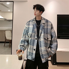 春款粗纺小香风毛呢外套大口袋潮牌西装上衣夹克835P108，男装夹克，电商A458A