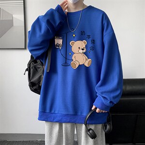 华夫格卫衣圆领卫衣男大码长袖t恤男外套 HW76194-P30加绒款-P40图片