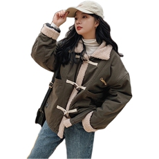 现货271-1613羊羔毛拼接外套，女装短外套，浙宝271