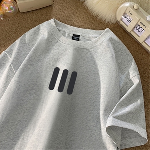 抖音得物供货210克现货宽松纯棉美式潮牌印花落肩袖纯棉T恤AT2120图片