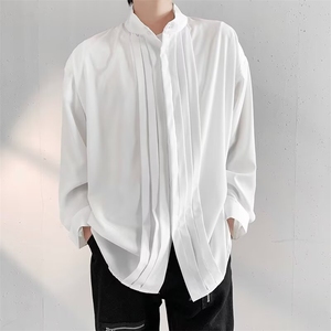 追品立领新中式衬衫男2024新款韩版内搭宽松气质长袖衬衣C321/P38图片