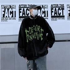 XZ517A-BK5503P60欧美重磅水洗复古圆领卫衣潮流大码男装，男装卫衣，星座517A