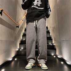 裤子男秋冬季ins潮宽松华夫格直筒卫裤阔腿运动休闲长裤B7120P35，男装休闲裤，星座1116-2