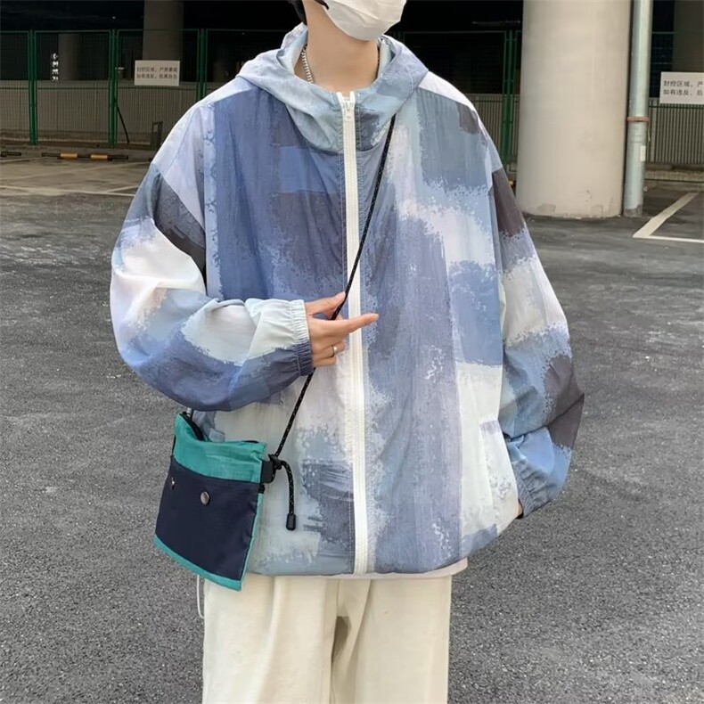 2023港风文艺连帽防晒衣男春夏宽松潮流长袖外套,男装夹克,星座716-3