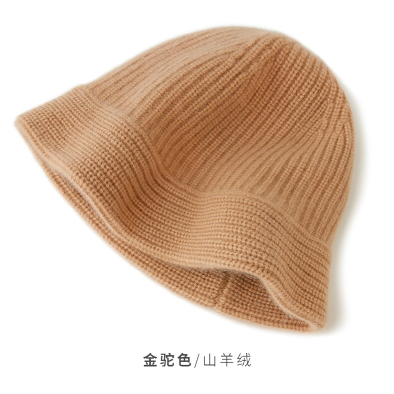 羊绒条纹针织渔夫帽保暖舒适时尚,饰品帽子,远腾羊绒