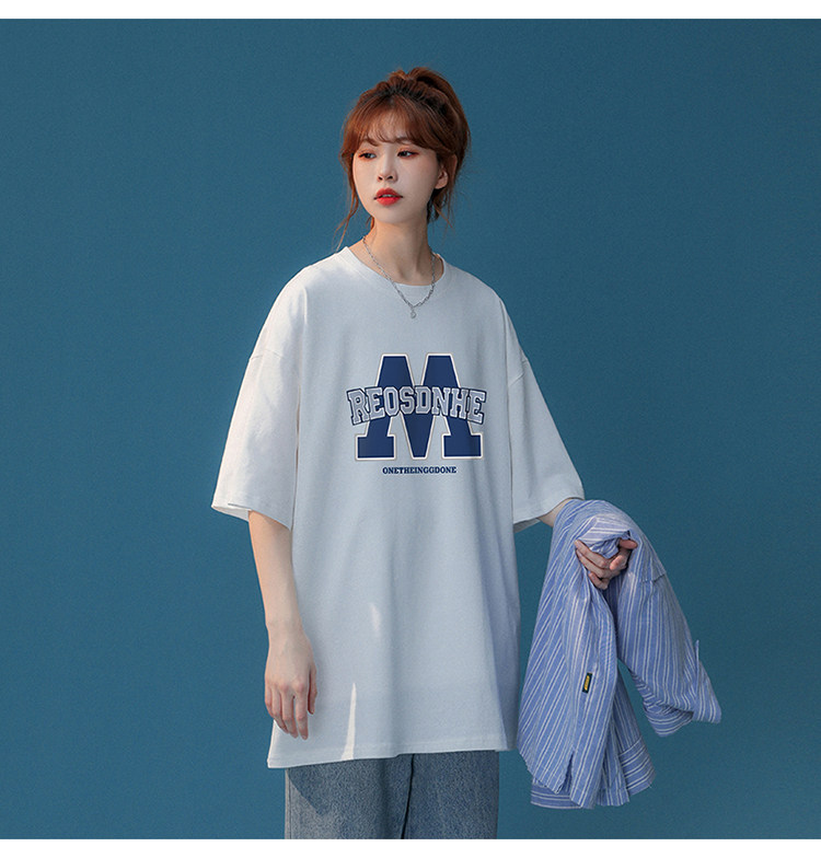 中性风2022夏季新款设计感字母印花情侣T恤T1083P25控38,女装T恤,A247A