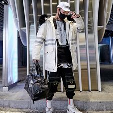 2020电商B247冬季新款中长款羽绒服港风大毛领情侣款抗寒919，男装羽绒服，电商B247