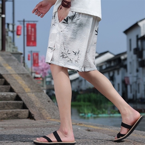 2025夏季新款男装风竹叶新中式印花盘扣透气短裤 DK103-P40图片