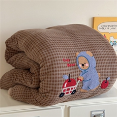 新款格调牛奶绒毛巾绣豆豆被系列，被套/被芯，一起卖家纺