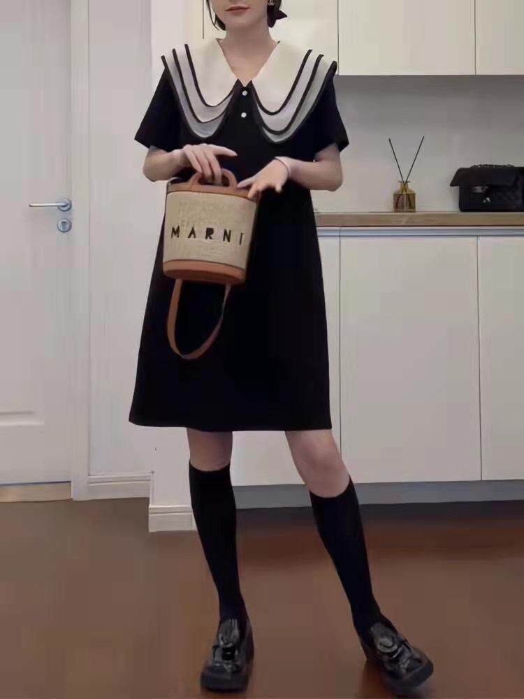 针织娃娃领连衣裙，女装连衣裙，时代公主