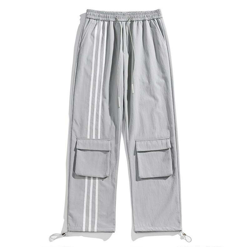 白底秋冬工装裤三条杠拖地宽松休闲伞兵裤男K23320-P50控68,男装工装外套,星座717