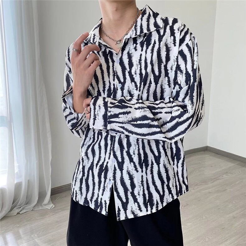 C46-P30西服内搭衬衫男春秋薄款宽松长袖禁欲系高级感花衬衣,男装西服,电商B323A