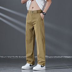 夏秋薄款阔腿休闲裤男士直筒宽松潮牌莱赛尔牛仔天丝夏天装长裤子，男装休闲裤，星座224-1