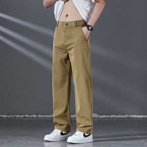 夏秋薄款阔腿休闲裤男士直筒宽松潮牌莱赛尔牛仔天丝夏天装长裤子图片