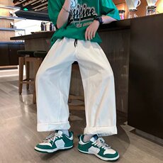 夏季美式宽松运动裤ins复古九分裤子男日系直筒休闲裤K3334-P38，男装休闲裤，星座512-2
