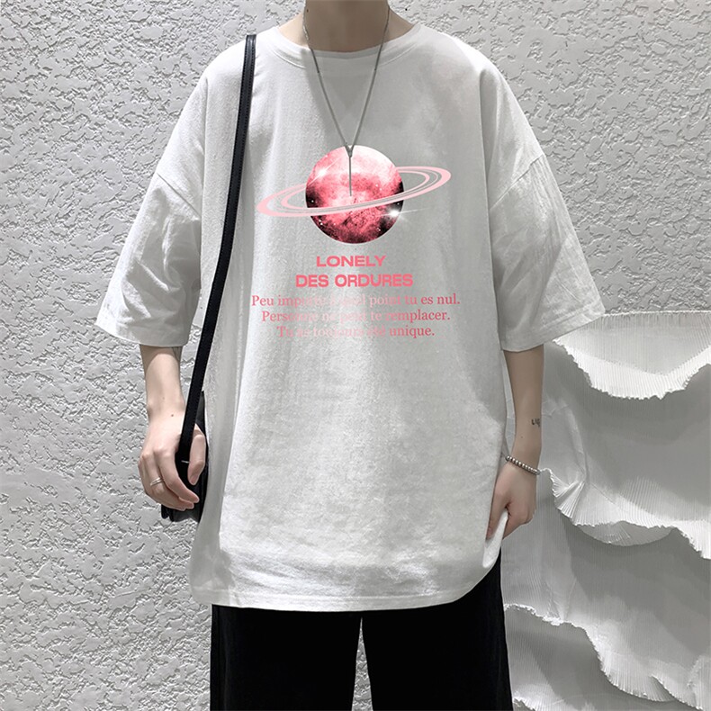 YT26184-P30NASA亚短袖t恤男大码五分袖男宽松七分袖港风模特,男装T恤,电商A040