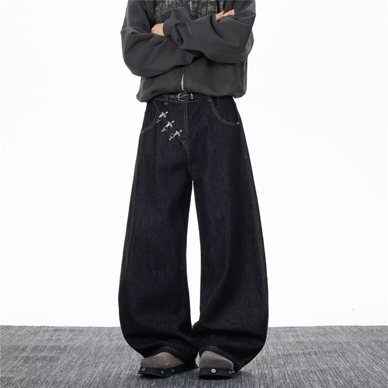 1506-1/KN90441/P59个性字母牛仔裤嘻哈i潮高街潮流痞帅长裤男女，男装牛仔裤，星座1506-1