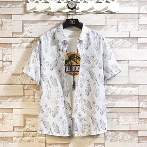 精品花衬衫大码男短袖夏季痞帅休闲上衣服外套翻领衬衣A012/P35图片