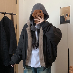 两面穿现货重磅短款座山雕棉衣男女双面穿毛毛绒棉服加厚外套图片