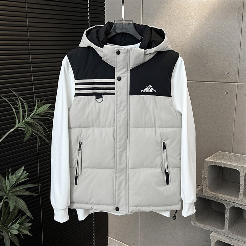 连帽刺绣棉马甲轻奢拼色潮流休闲坎肩加厚保暖313B-WB2506-P75,男装棉衣,星座313B