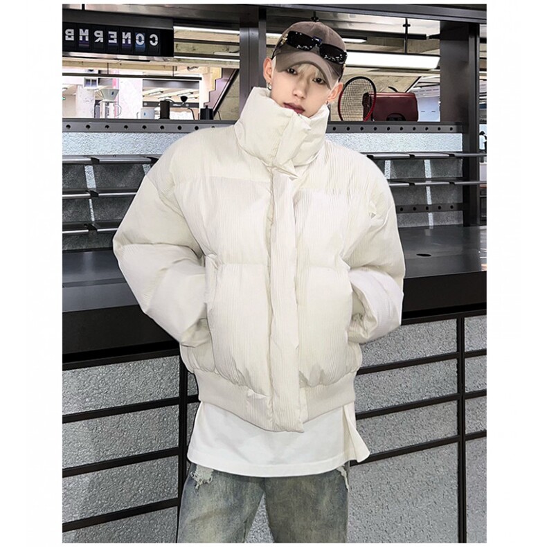 美式复古黑色立领面包服棉衣冬季加厚外套潮牌短款棉服MY98-P118，男装棉衣，电商C307