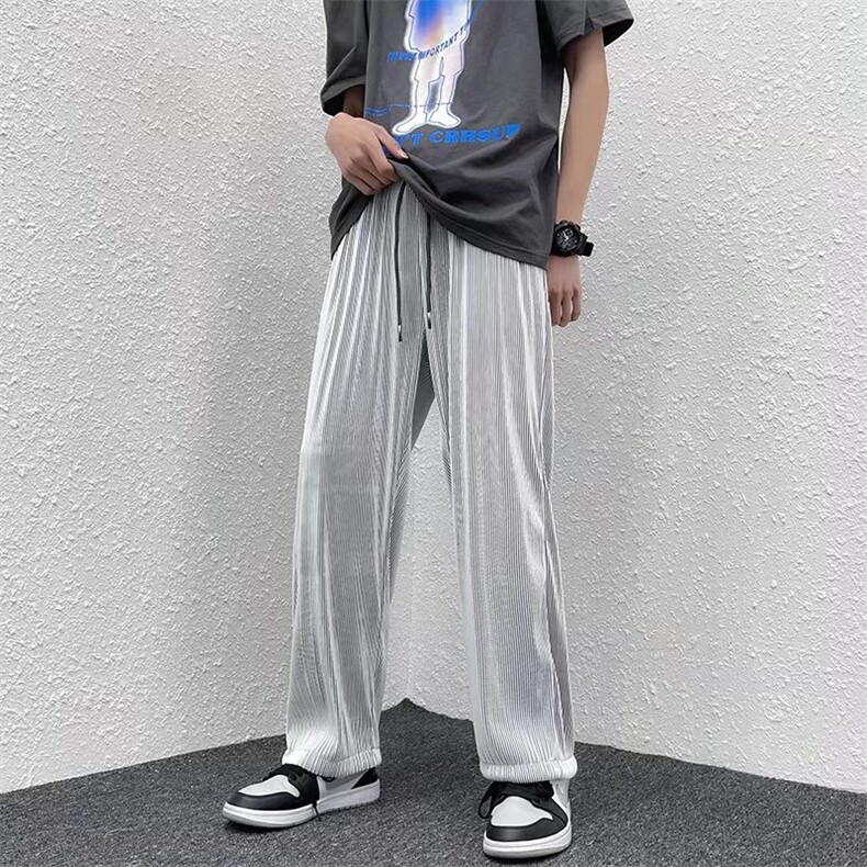 夏运动男直筒垂感ins潮牌港风冰丝螺纹休闲裤FK23P25,男装休闲裤,星座1116-2