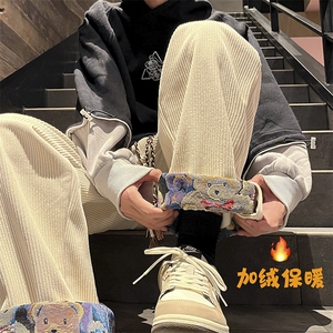 小熊卷边灯芯绒加绒加厚休闲裤 KK376 特P55图片