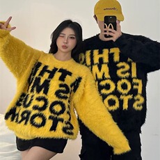 新款美式复古字母毛衣男女情侣宽松秋冬慵懒休闲针织衫MY100-P59，男装针织衫/毛衣，星座208-5