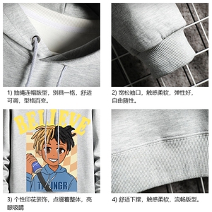纯棉连帽卫衣男大码运动帽衫宽松薄 网格WY2271-P35图片