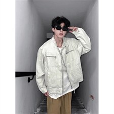 26春装高品质老钱风立领夹克外套男女美式潮牌拉链工装风宽松上衣，男装夹克，电商A486